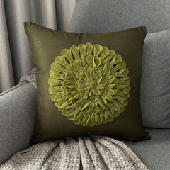 Green Dahlia - Green Suede Decorative Euro Sham
