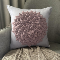 Flowerbed - Purple Felt Throw Pillow Cover