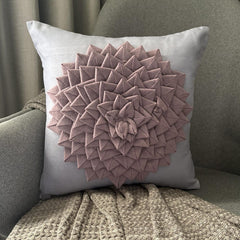 Flowerbed - Purple Felt Throw Cushion Cover