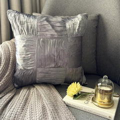 Dreamy Silver Gray - Gray Crushed Art Silk Throw Pillow Cover