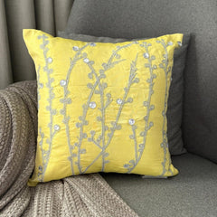 Yellow Crystal Willow - Yellow Art Silk Decorative Euro Sham
