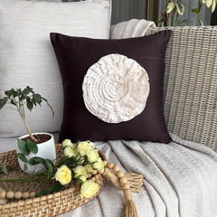 Vintage Blossoms - Brown Suede Decorative Euro Sham