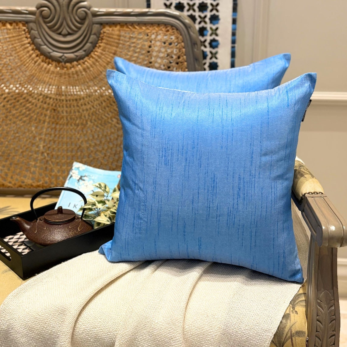 Light Blue Luxury Throw Cushion Cover