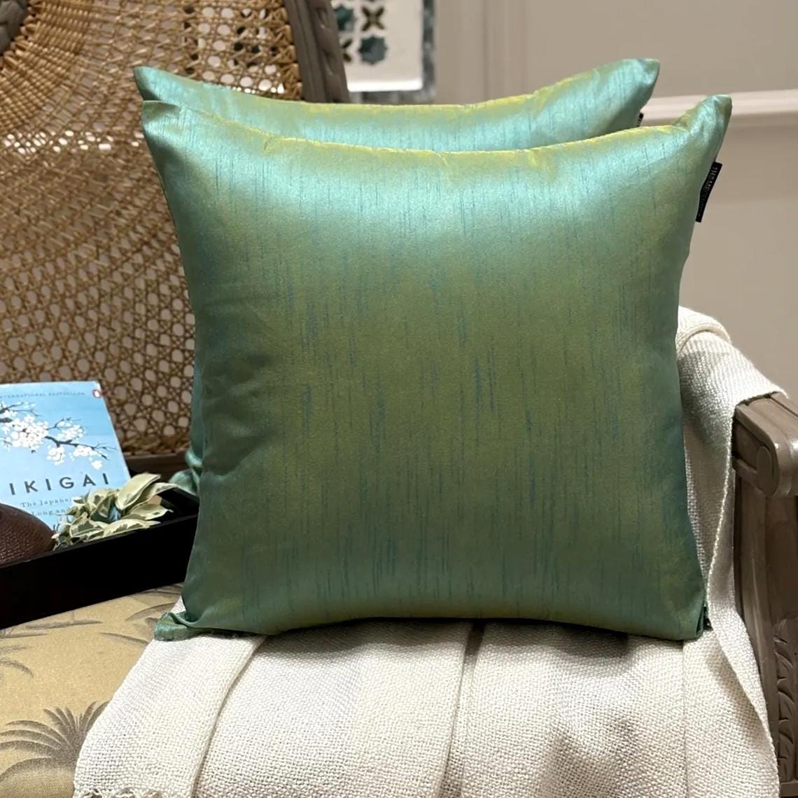 Aqua Yellow Luxury Throw Cushion Cover