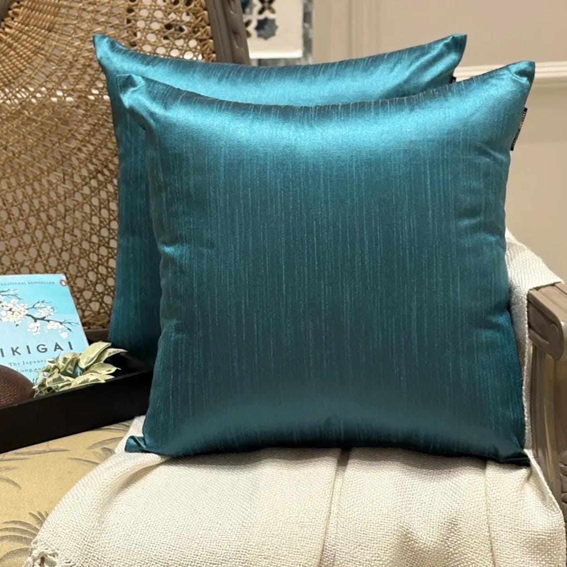 Teal Blue Luxury Throw Cushion Cover