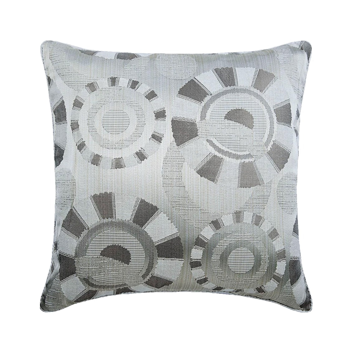 Ivory Circles - Ivory Jacquard Silk Throw Pillow Cover
