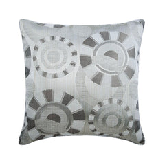 Ivory Circles - Ivory Jacquard Silk Throw Pillow Cover