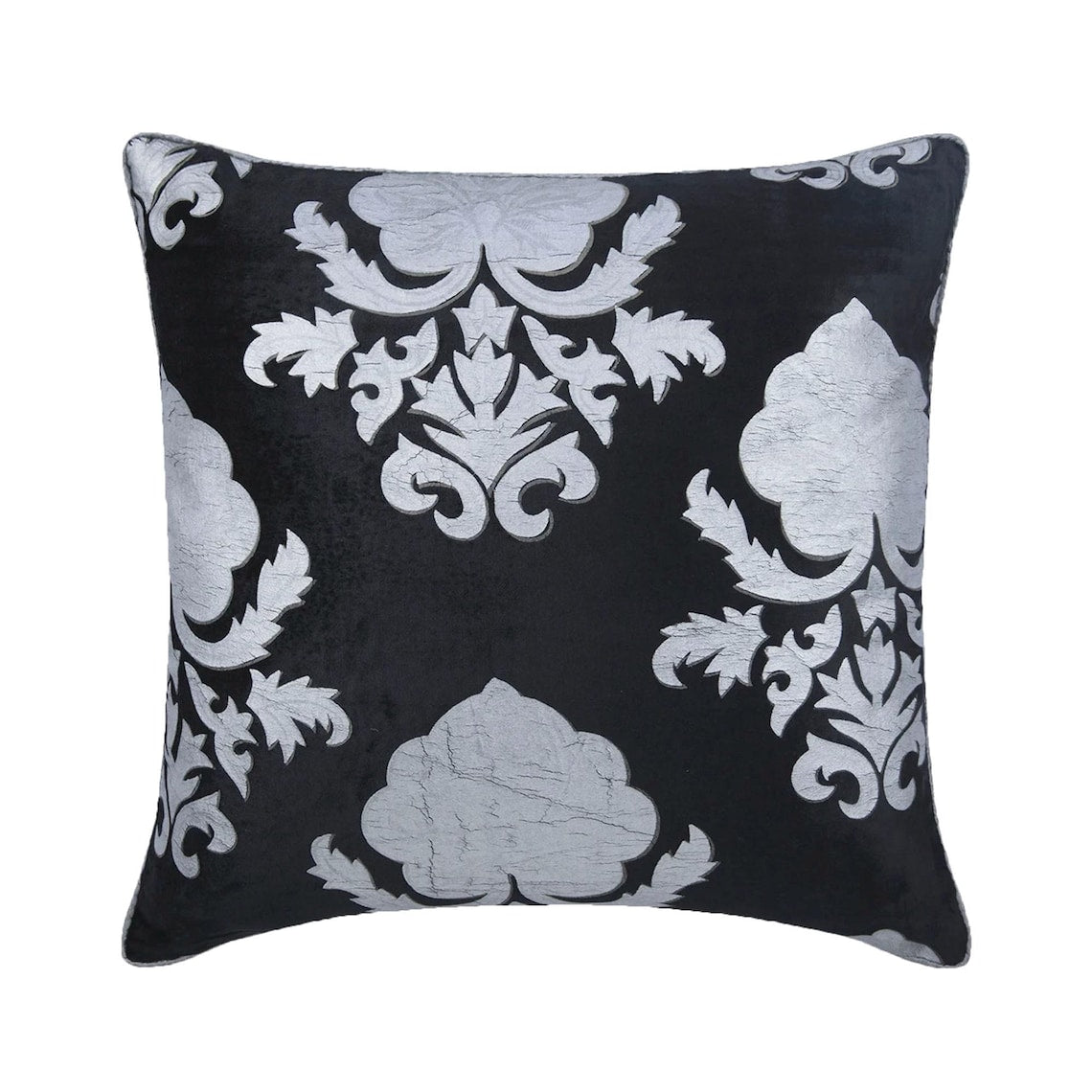Behind The Damask - Black Velvet Decorative Euro Sham