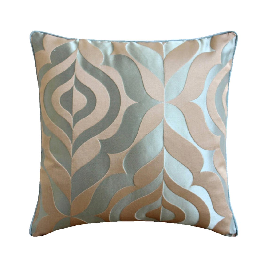 Teal Luxury - Teal Blue Jacquard Weave Throw Pillow Cover