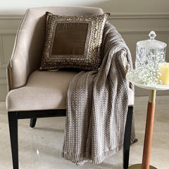 Ethnic Origins - Brown Art Silk Throw Pillow Cover
