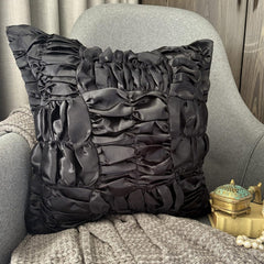 Dreamy Black - Black Satin Decorative Euro Sham
