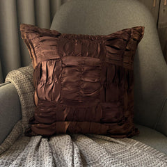 Dreamy Brown - Brown Satin Decorative Euro Sham