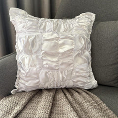 Dreamy White - White Satin Throw Pillow Cover
