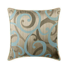 Scrolling All The Way Blue - Blue Jacquard Silk Decorative Euro Sham