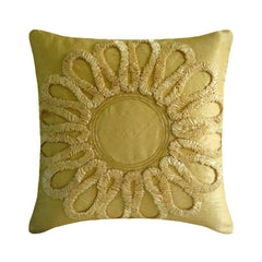 We All Blossom - Gold Art Silk Decorative Euro Sham