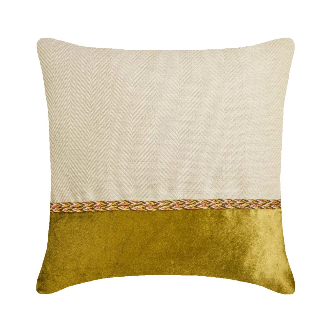 Jute Chartreuse Suit - Green & Beige Jute & Velvet Throw cushion Cover