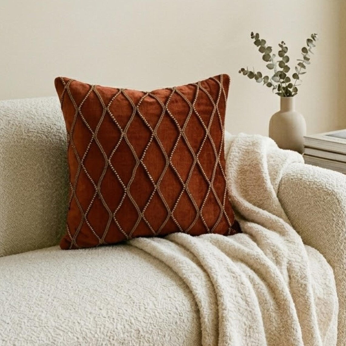 Sumac Gold - Rust Velvet Decorative Euro Sham