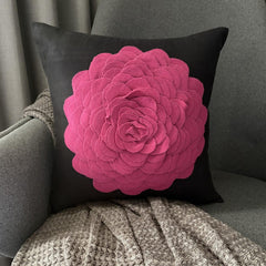 Hot Pink Rose - Beige & Ivory Faux Suede Decorative Euro Sham
