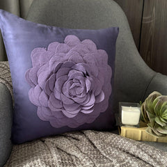 Plum Rose - Purple Faux Suede Decorative Euro Sham