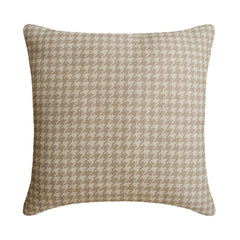 Beige Linen Throw Cushion Cover - Oat Houndstooth