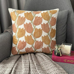 Tulip Sway - Rust Cotton Linen Decorative Euro Sham
