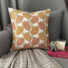 Tulip Sway - Rust Cotton Linen Decorative Euro Sham