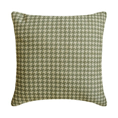 Green Linen Throw Cushion Cover - Sage Houndstooth