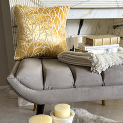 Mimosa Yellow Leaves - Mimosa Yellow Burnout Velvet Decorative Euro Sham
