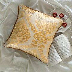 Blonde Damask - Gold Velvet Throw Pillow Cover