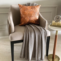 Copper Swirls - Copper Orange Art Silk Decorative Euro Sham