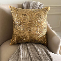 Golden Touch - Gold Art Silk Throw Pillow Cover