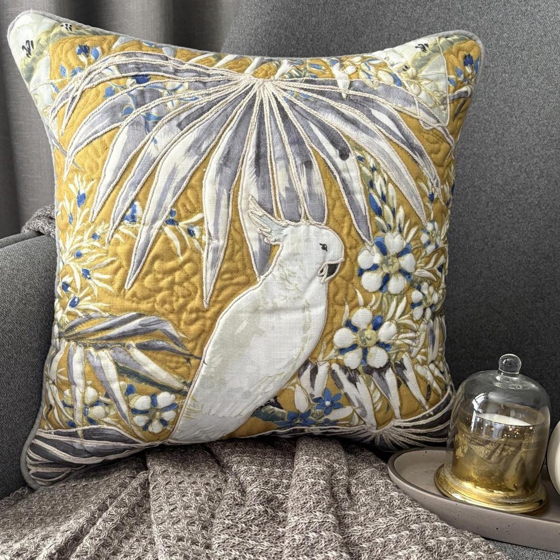 Cockatoo Bloom Throw Cushion Cover