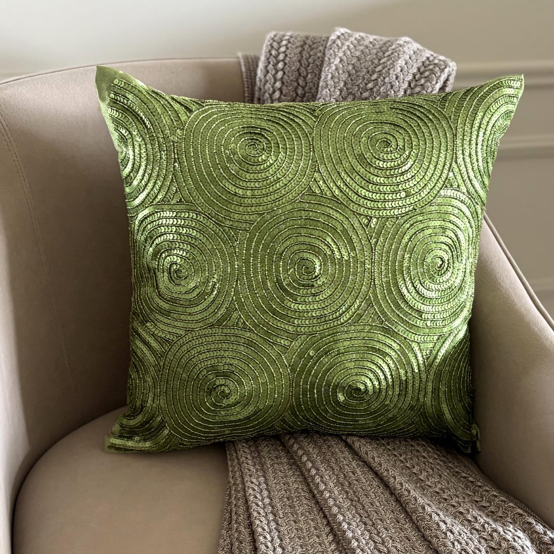 A Touch Of Envy - Green Art Silk Throw Pillow Cover