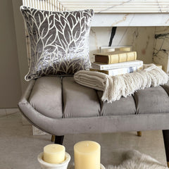Paloma Gray Leaves - Paloma Gray Burnout Velvet Decorative Euro Sham