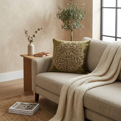Circle Of Peace - Sage Green Velvet Throw Pillow Cover