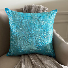 Aqua Touch - Aqua Blue Art Silk Decorative Euro Sham