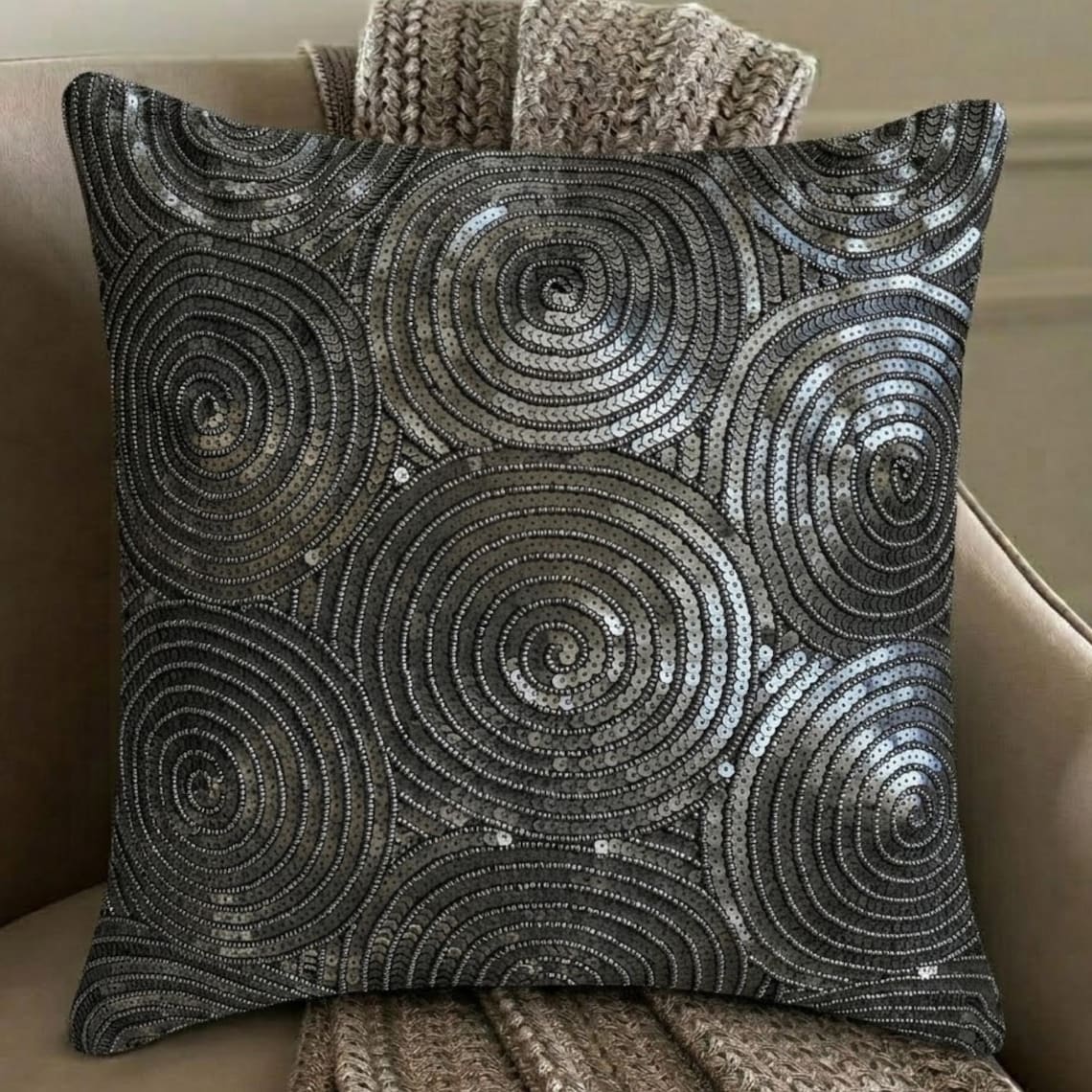 All Eyes On Silver - Silver Art Silk Throw Pillow Cover