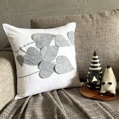 Winter Leaves - White Faux Suede Decorative Euro Sham