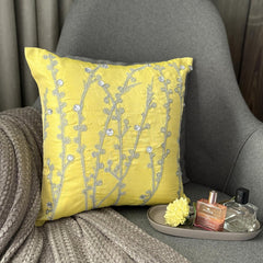 Yellow Crystal Willow - Yellow Art Silk Throw Pillow Cover