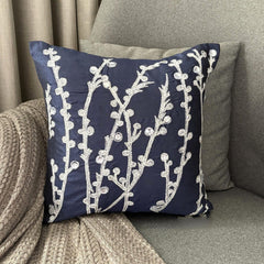 Navy Blue Willow - Navy Blue Art Silk Decorative Euro Sham