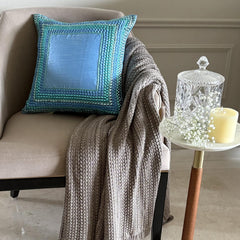 Blue Celebrations - Aqua Blue Art Silk Decorative Euro Sham