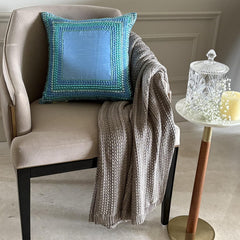 Blue Celebrations - Aqua Blue Art Silk Decorative Euro Sham