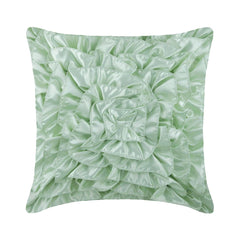 Mint Green Ruffles - Mint Green Satin Decorative Euro Sham