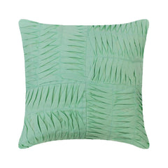Green Pintuck Blocks - Pastel Green Cotton Linen Throw Pillow Cover