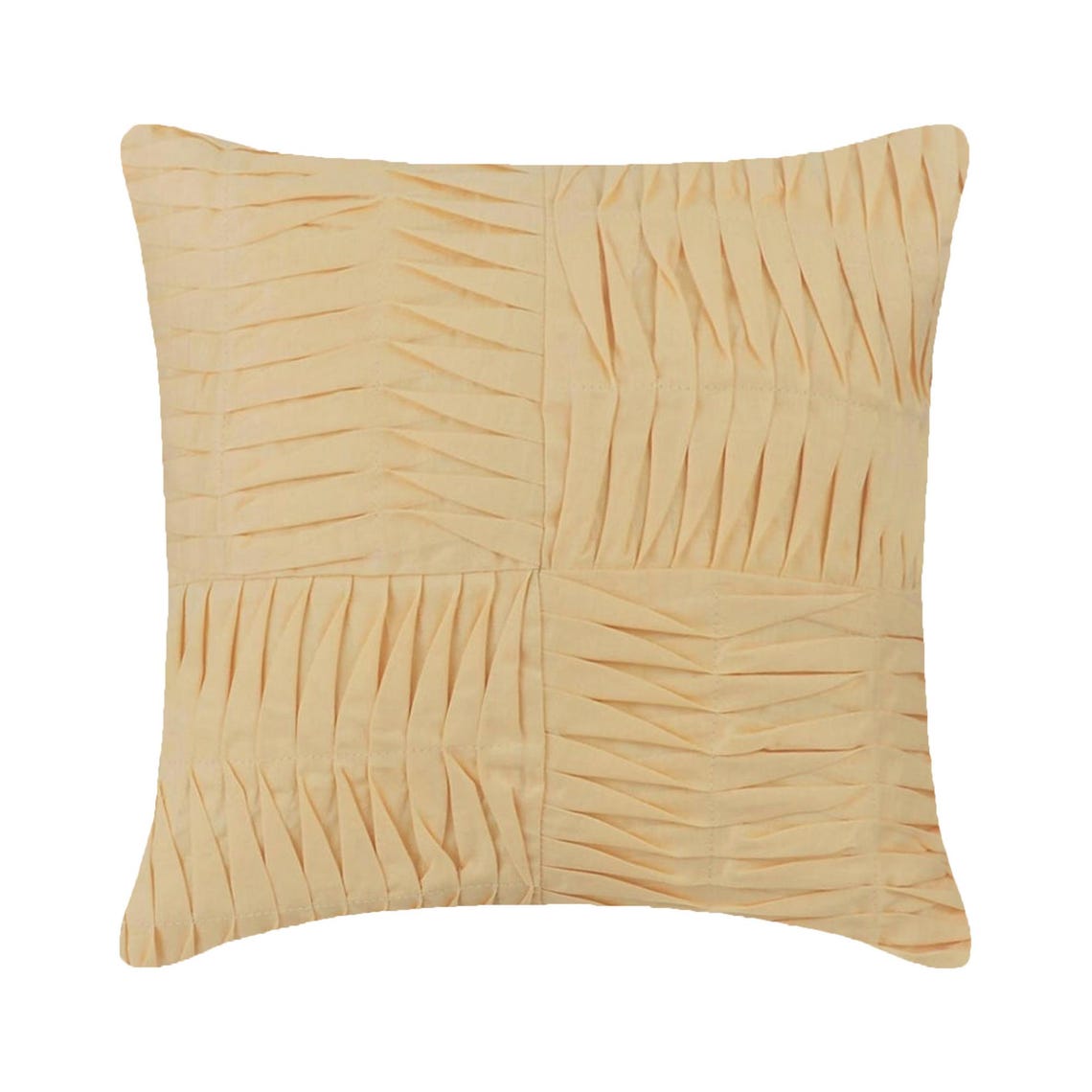 Yellow Pintuck Block - Pastel Yellow Cotton Linen Throw Pillow Cover