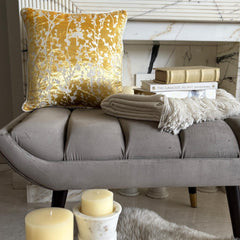 Mimosa Yellow Drops - Mimosa Yellow Burnout Velvet Decorative Euro Sham