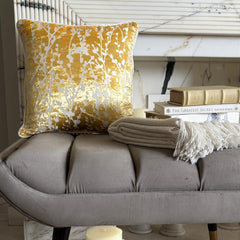 Mimosa Yellow Drops - Mimosa Yellow Burnout Velvet Decorative Euro Sham