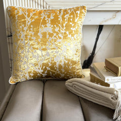 Mimosa Yellow Drops - Mimosa Yellow Burnout Velvet Decorative Euro Sham