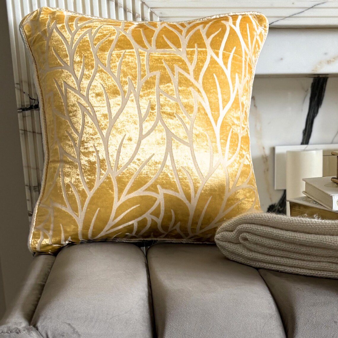 Mimosa Yellow Leaves Euro Sham