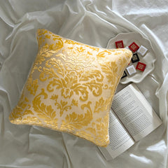 Mimosa Yellow Damask - Mimosa Yellow Burnout Velvet Decorative Euro Sham